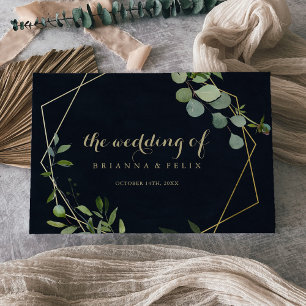 Hochzeit von geometric Blue Green Calligraphy Gästebuch