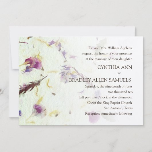 Hochzeit von gepressten Blume Einladung (Vorderseite)