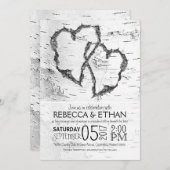 Hochzeit von geschnitzten Herzen Weißwein Einladung (Vorne/Hinten)