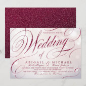 Hochzeit von Glam burgundy Kalligraphie Einladung (Vorne/Hinten)