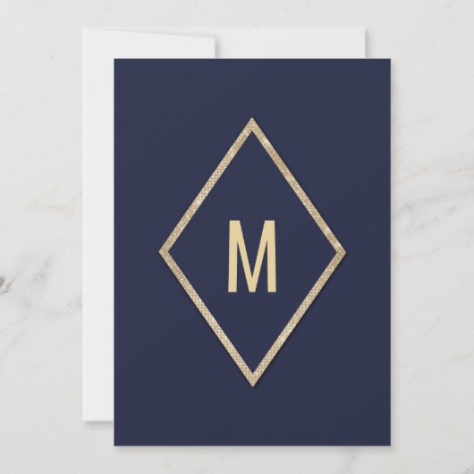 Hochzeit von Glitzer Sequin Gold und Navy Blue Imi Einladung (Rückseite)