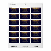 Hochzeit von Glitzer- und Navy-String-Lights Adressaufkleber (Vorne)