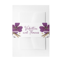 Hochzeit von Glitzer und violetten Blumen Einladungsbanderole