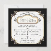 Hochzeit von Gold Art Deco Schwarz und Weiß Typogr Einladung (Vorderseite)