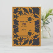 Hochzeit von Gold Blue Art Nouveau Save The Date (Stehend Vorderseite)