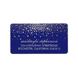 Hochzeit von Gold Confetti und Fireflies Adressaufkleber