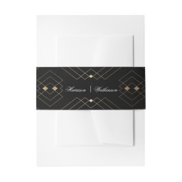 Hochzeit von Gold Diamond Black Geometric Deko Einladungsbanderole