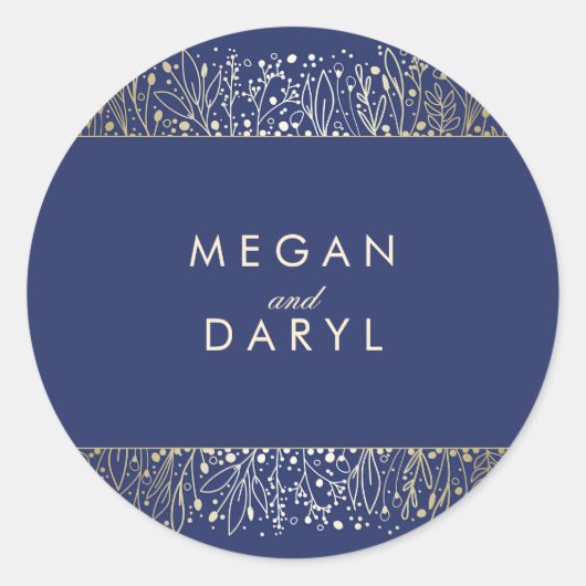 Hochzeit von Gold Gipskraut Filigree Runder Aufkleber (Vorderseite)