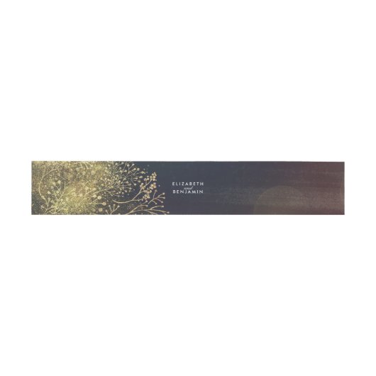 Hochzeit von Gold Gipskraut Vintage Einladungsbanderole (Flach)