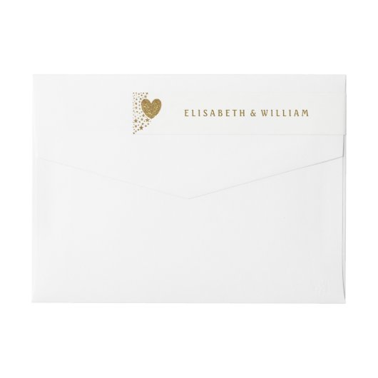 Hochzeit von Gold Glitzer Heart and Stars (Rückseite)