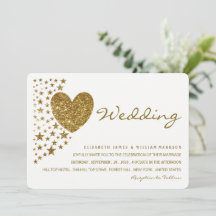 Hochzeit von Gold Glitzer Heart and Stars