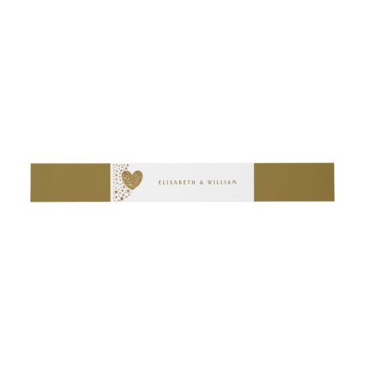 Hochzeit von Gold Glitzer Heart and Stars Einladungsbanderole (Flach)