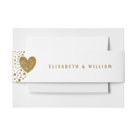 Hochzeit von Gold Glitzer Heart and Stars Einladungsbanderole