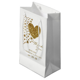 Hochzeit von Gold Glitzer Heart and Stars Kleine Geschenktüte