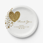 Hochzeit von Gold Glitzer Heart and Stars Pappteller (Vorderseite)