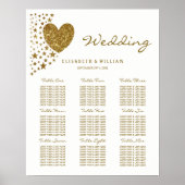 Hochzeit von Gold Glitzer Heart and Stars Poster (Vorne)