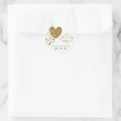 Hochzeit von Gold Glitzer Heart and Stars Runder Aufkleber (Tasche)