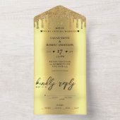Hochzeit von Gold Glitzer Tropfen All In One Einladung (Innen Boden)