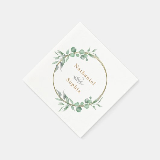 Hochzeit von Gold Greenery Serviette (Ecke)