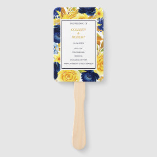 Hochzeit von Gold Navy Blue Floral Fächer