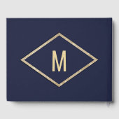 Hochzeit von Gold Navy Blue Imitats Glitzer Sequin Gästebuch (Rückseite)