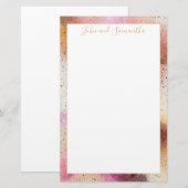 Hochzeit von Gold Pink Sky Briefpapier (Vorne/Hinten)