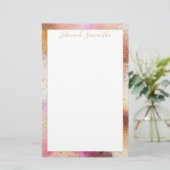Hochzeit von Gold Pink Sky Briefpapier (Stehend Vorderseite)