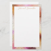 Hochzeit von Gold Pink Sky Briefpapier (Vorne/Hinten)
