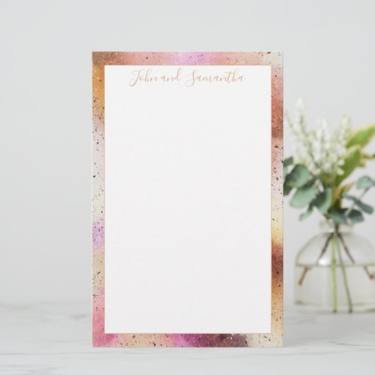 Hochzeit von Gold Pink Sky Briefpapier (Stehend Vorderseite)