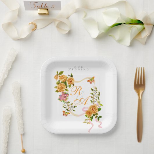 Hochzeit von Gold Rose Pappteller (Hochzeit)