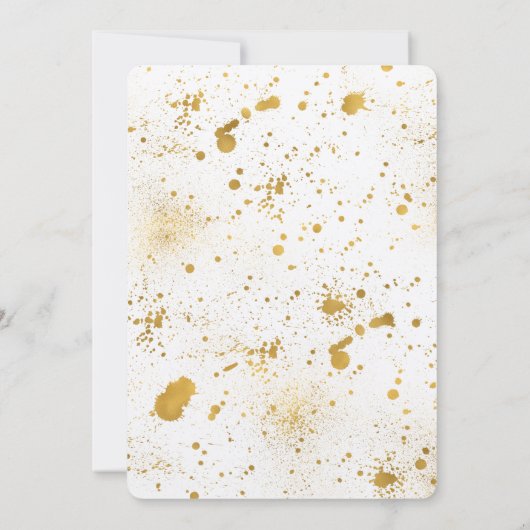 Hochzeit von Gold-Spritzern Einladung (Rückseite)