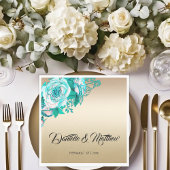Hochzeit von Gold und Aquamarinen Rose Serviette