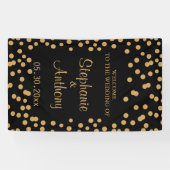 Hochzeit von Gold und Black Confetti Banner (Horizontal)