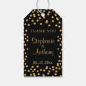 Hochzeit von Gold und Black Confetti Geschenkanhänger (Rückseite)