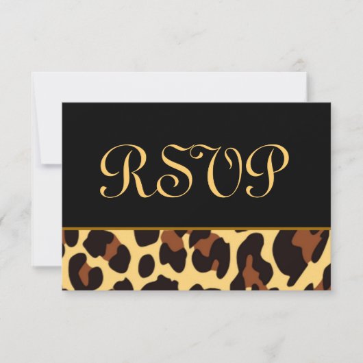 Hochzeit von Gold und Black UAWG Leopard RSVP Karte (Vorderseite)