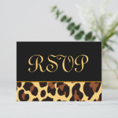 Hochzeit von Gold und Black UAWG Leopard RSVP Karte (Stehend Vorderseite)