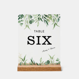 Hochzeit von Gold und Grün für die Tischnummer Acrylschild