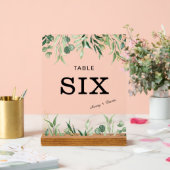 Hochzeit von Gold und Grün für die Tischnummer Acrylschild (Hochzeit)