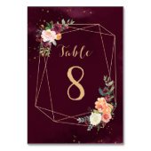 Hochzeit von Gold und Maron Floral Tischnummer (Rückseite)