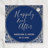 Hochzeit von Gold und Navy Geschenkanhänger (Rückseite)