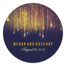 Hochzeit von Gold- und Navy-String-Lichtern