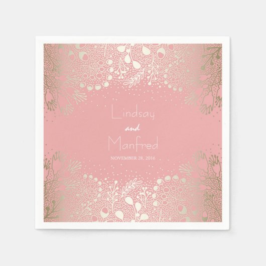 Hochzeit von Gold und Rosa Serviette (Vorderseite)