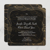 Hochzeit von Gold und Schwarz Einladung (Vorne/Hinten)