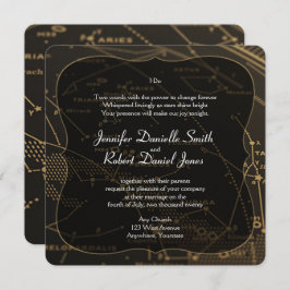 Hochzeit von Gold und Schwarz Einladung