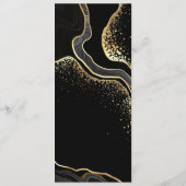 Hochzeit von Gold- und Schwarzen Blume Menükarte (Rückseite)