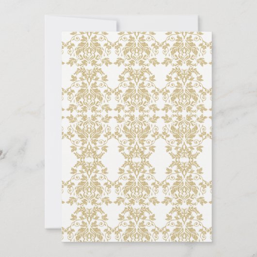 Hochzeit von Gold und White Damask Einladung (Rückseite)