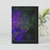 Hochzeit von Gold Vintag Damask Einladung (Stehend Vorderseite)