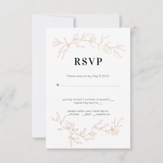 Hochzeit von Golden Branches RSVP Karte (Vorderseite)