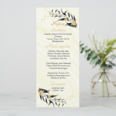 Hochzeit von goldenen Blume und schwarzen Blätter Menükarte (Stehend Vorderseite)