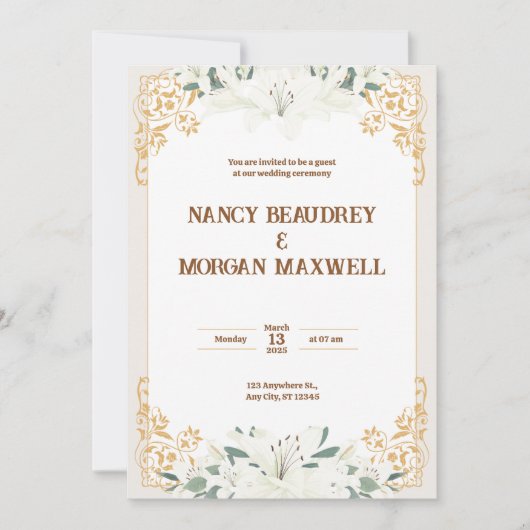 Hochzeit von Goldmedaille Einladung (Vorderseite)